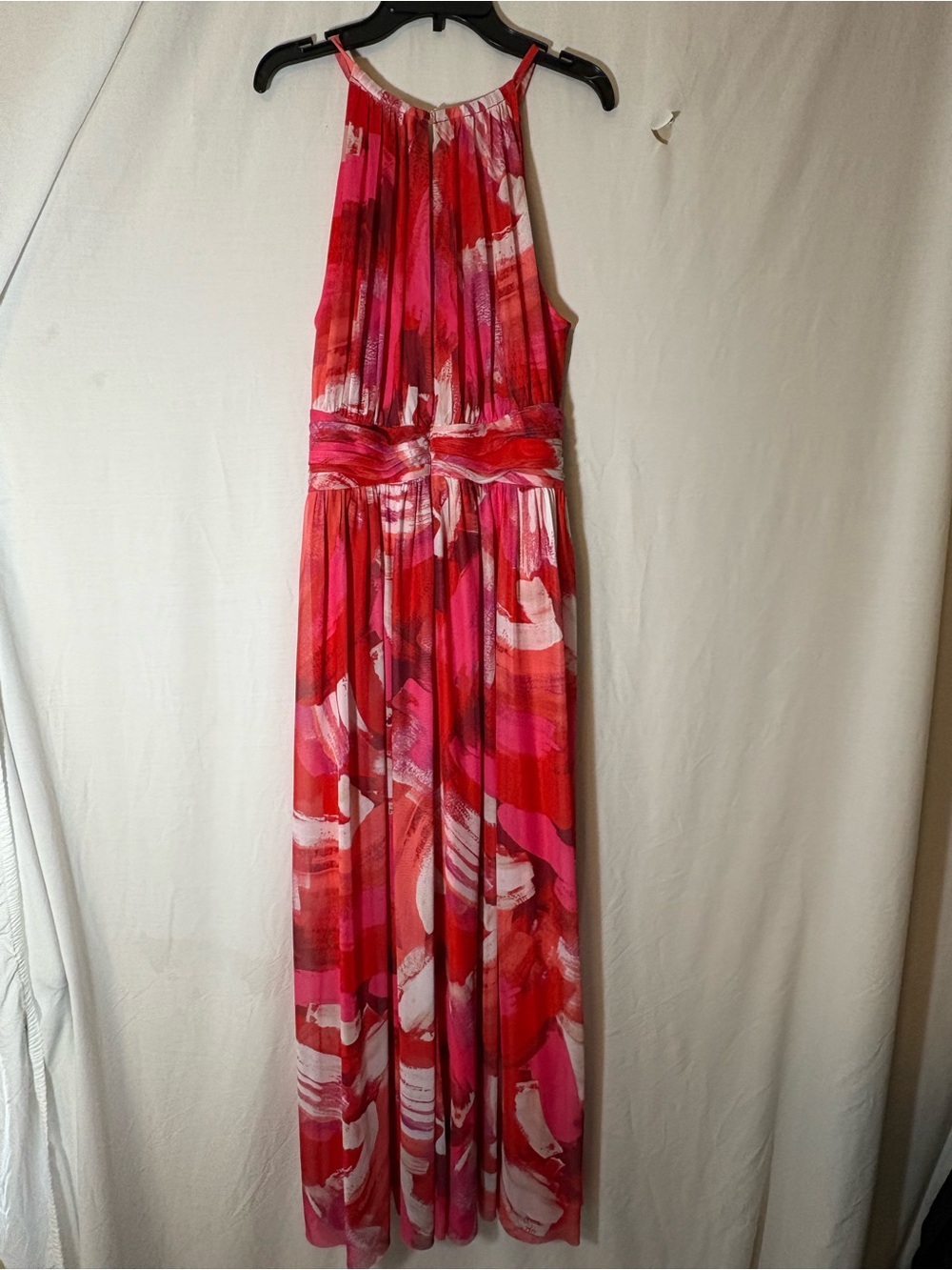 London Times Pink & Red Abstract Halter Maxi Dress - Picture 2 of 4